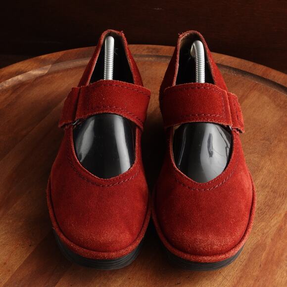 Fly London Shoes Womens SZ EU 38 US 7.5-8 Red Lato Mary Jane Wedge Suede Comfort - Picture 2 of 13